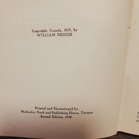 Vintage Methodist Hymn Book, 1918, Brown Gold. Canada - Picture 2 of 7